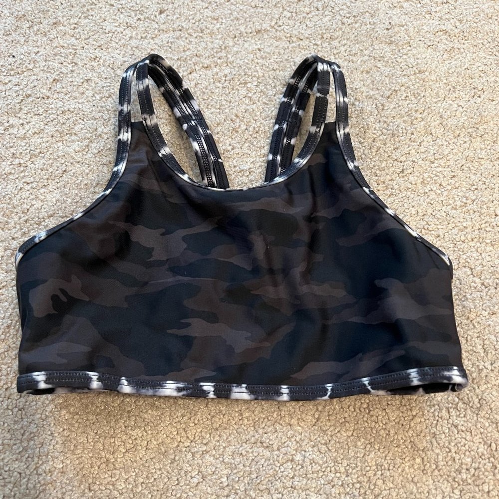 Athleta Girl Reversible Camo Tie Dye Bikini Top size L